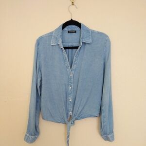 Tie Front blue blouse